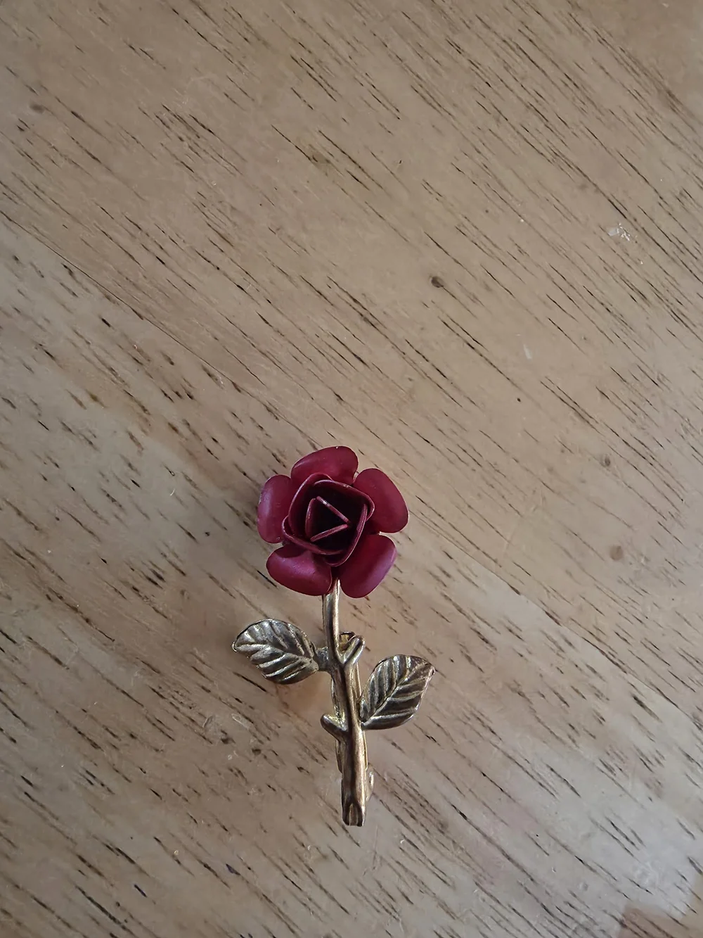 Vintage Red Rose Open Bloom Brooch